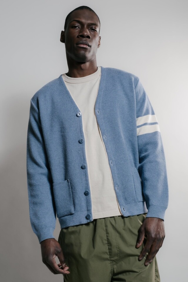 Nitto Knitwear - Youri cardigan Collège - Medium Indigo