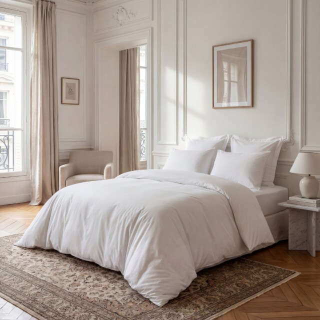 Dejorine - Parure de lit en Percale de coton - Blanc
