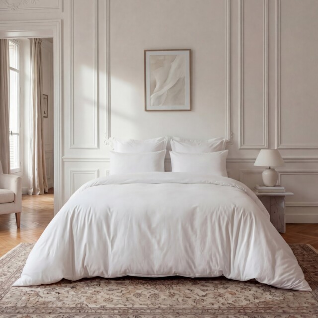 Dejorine - Parure de lit en Percale de coton - Blanc