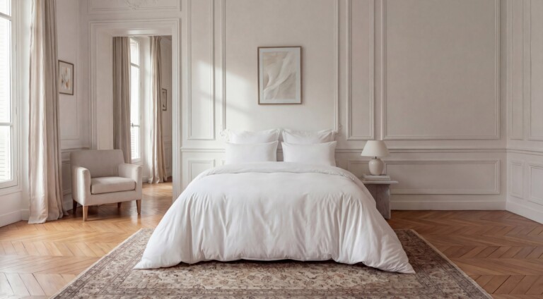 Dejorine - Parure de lit en Percale de coton - Blanc – 200x200cm / 280x240cm / 65x65cm