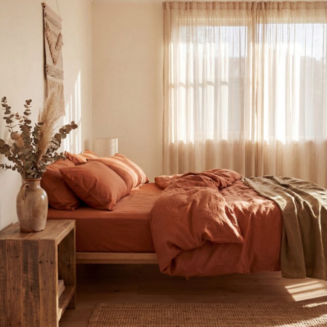 Dejorine - Drap housse en Percale de coton - Ocre