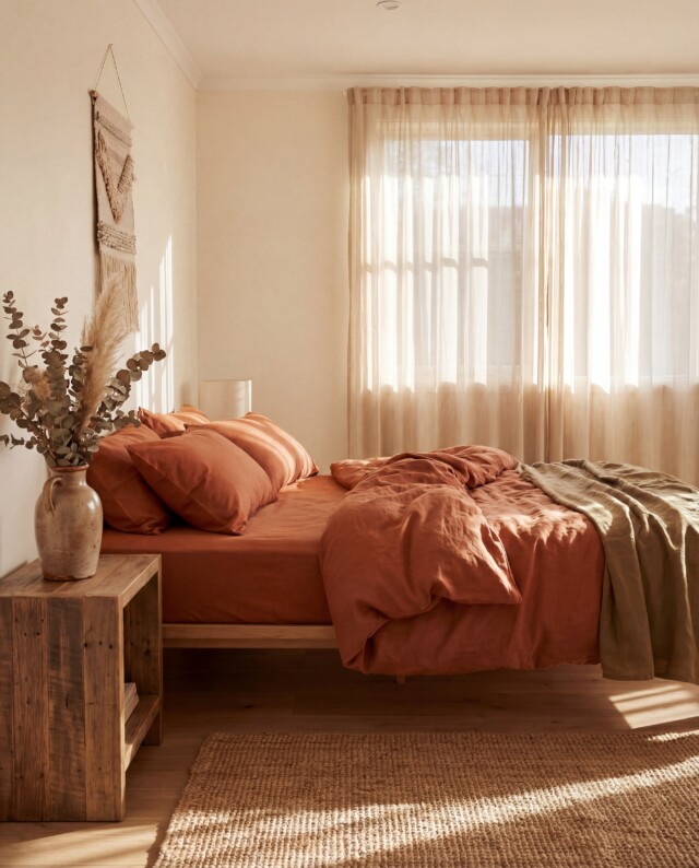 Dejorine - Drap housse en Percale de coton - Ocre