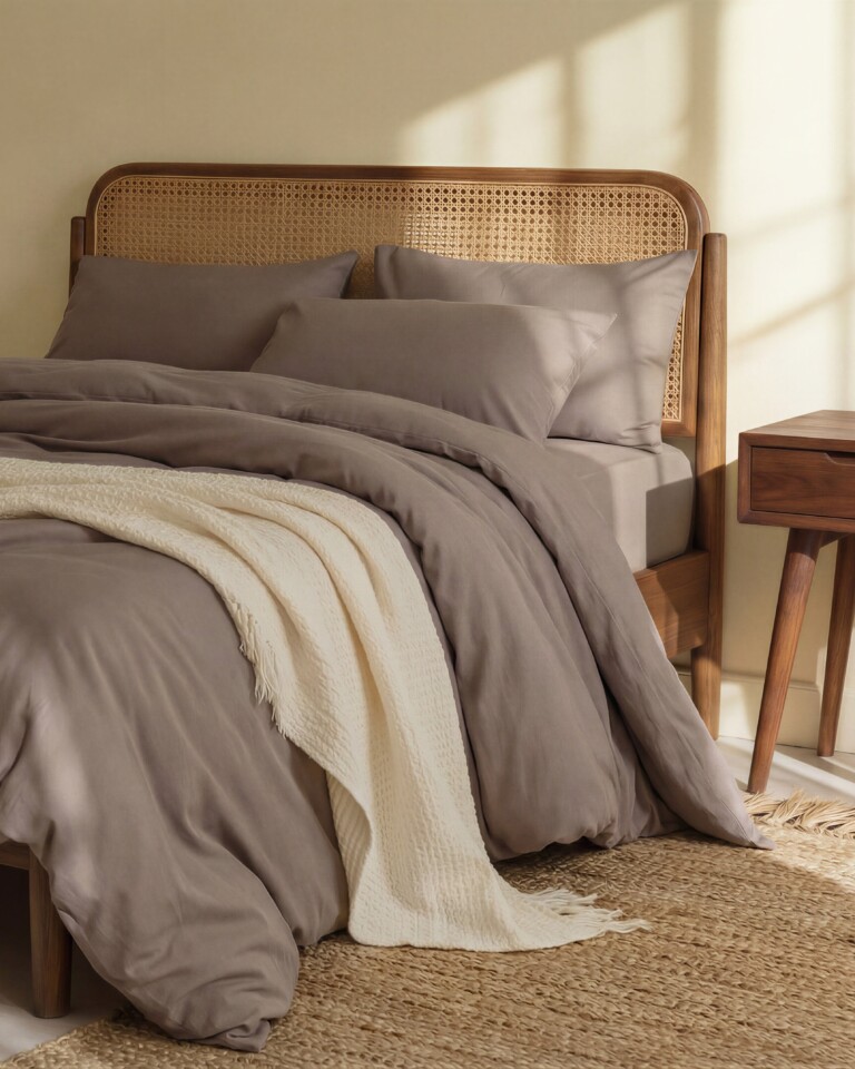 Dejorine - Drap housse en Coton - Marron taupe – 90x200cm / Bonnet 40cm