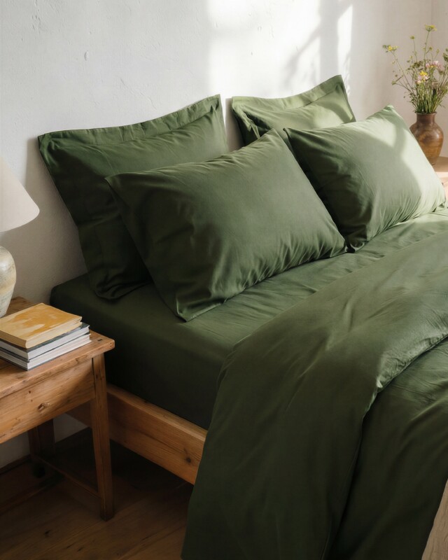Dejorine - Drap housse en Percale de coton - Vert sapin