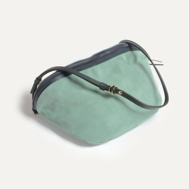 Bleu De Chauffe - Sac banane Bea XL / Cuir Velours - Vert jade