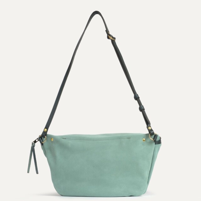 Bleu De Chauffe - Sac banane Bea XL / Cuir Velours - Vert jade