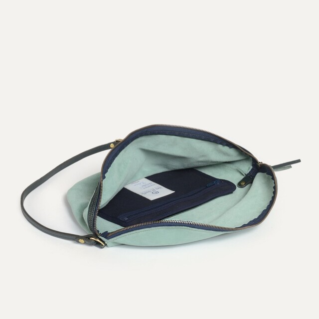 Bleu De Chauffe - Sac banane Bea XL / Cuir Velours - Vert jade