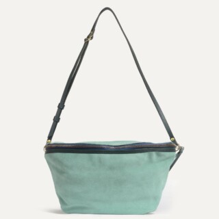 Bleu de Chauffe - Sac banane Bea XL / Cuir Velours  Vert jade