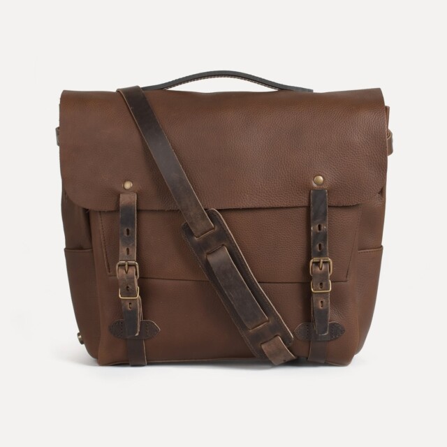 Bleu de Chauffe - Sac Postier Eclair L – Marron Brun