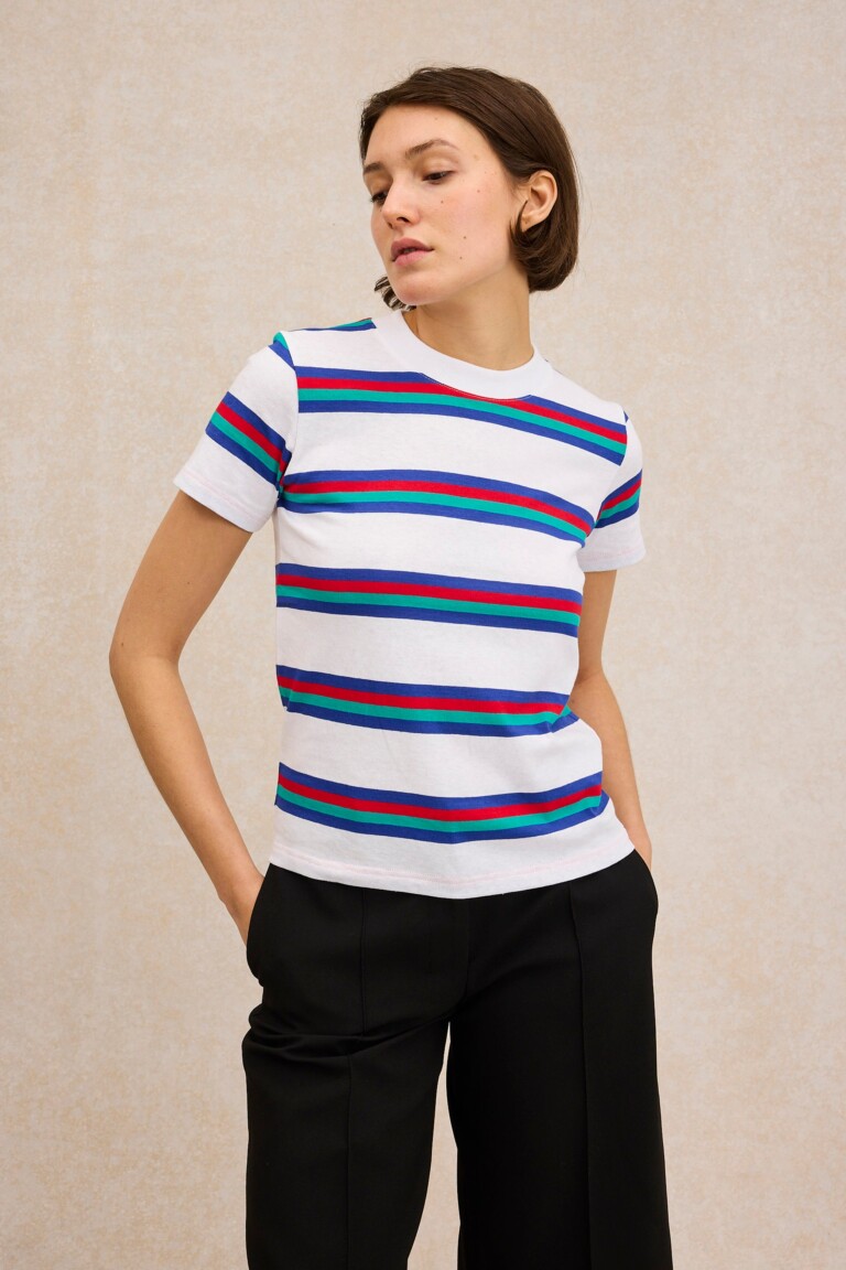 Le Minor - T-shirt Vic rayé blanc