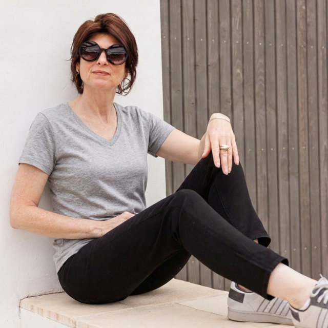 PALÂBA - T shirt col V gris femme | PALABA