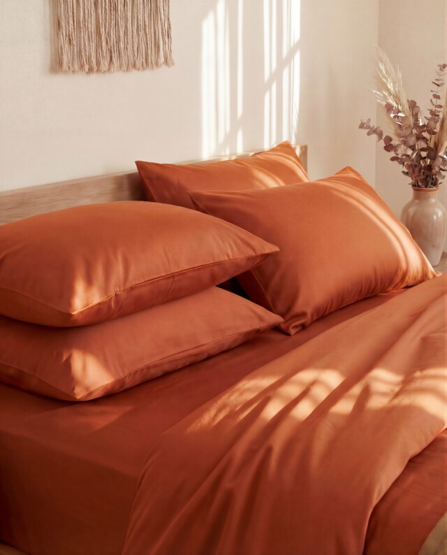 Dejorine - Drap housse en Percale de coton - Ocre