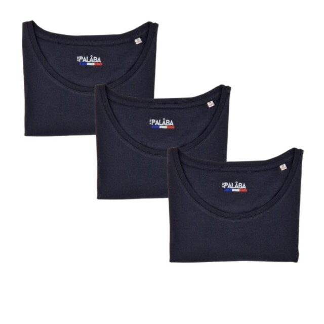 PALÂBA - Pack 3 T-shirts noir en coton bio – XL