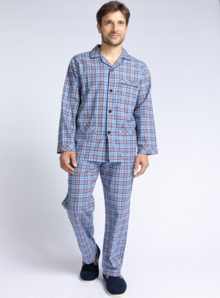 MAISON SOLFIN - Pyjama chaud homme en coton bleu jean