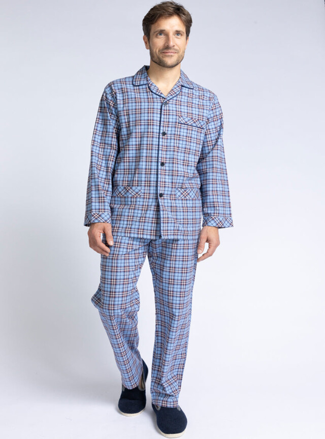 MAISON SOLFIN - Pyjama chaud homme en coton bleu jean