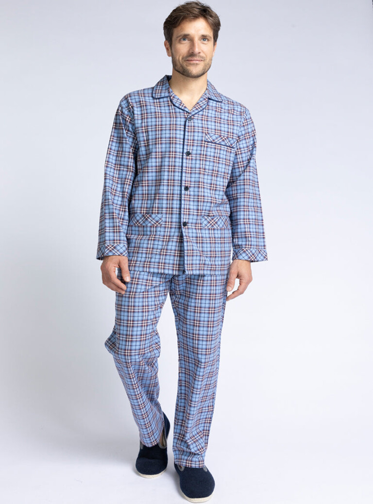 127 BJE 1 pyjama chaud homme coton bleu jean Maison-solfin - Pyjama chaud homme en coton bleu jean – 6