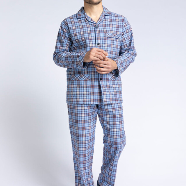 Maison-solfin - Pyjama chaud homme en coton bleu jean – 6