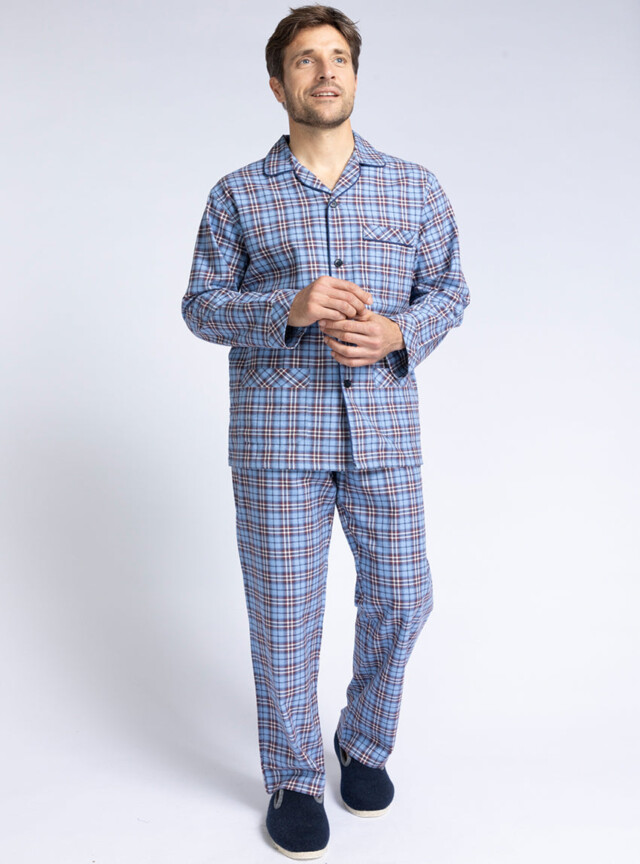Maison-solfin - Pyjama chaud homme en coton bleu jean – 6