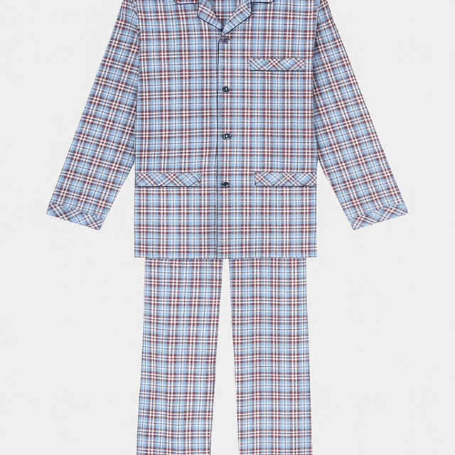 Maison-solfin - Pyjama chaud homme en coton bleu jean – 6