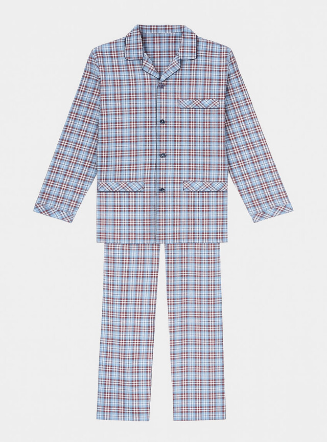 Maison-solfin - Pyjama chaud homme en coton bleu jean – 6