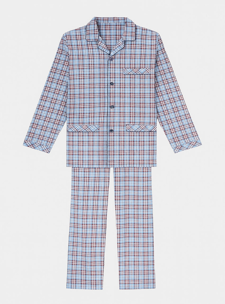 Maison-solfin - Pyjama chaud homme en coton bleu jean – 6