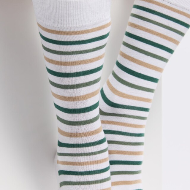Maison Broussaud - Les rayures-multico Armor-lux x Maison Broussaud - chaussettes homme - coton blanc vert – 43/46 / BLANC/VERT