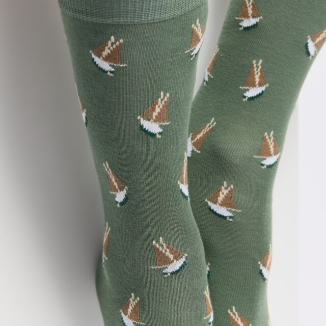 Maison Broussaud - Les voiliers Armor-lux x Maison Broussaud - chaussettes homme - coton kaki – 43/46 / KAKI