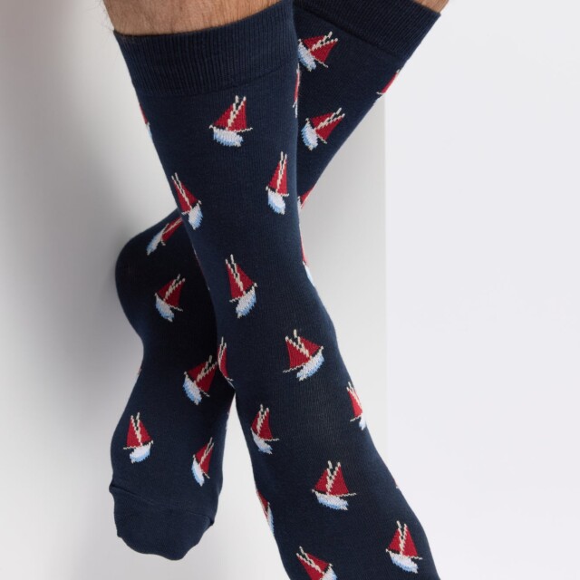 Maison Broussaud - Les voiliers Armor-lux x Maison Broussaud - chaussettes homme - coton marine – 43/46 / MARINE