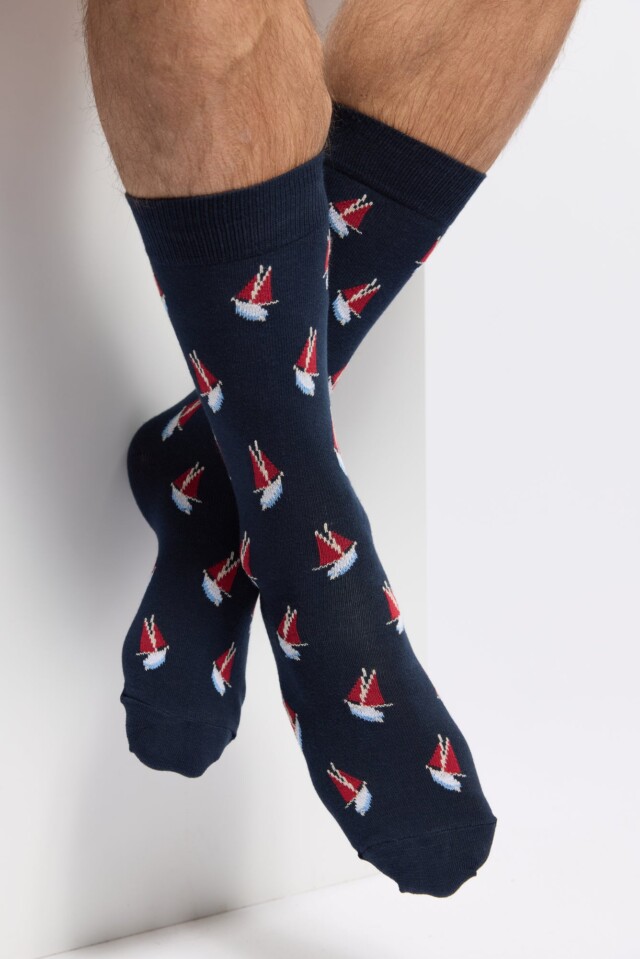 Maison Broussaud - Les voiliers Armor-lux x Maison Broussaud - chaussettes homme - coton marine – 43/46 / MARINE