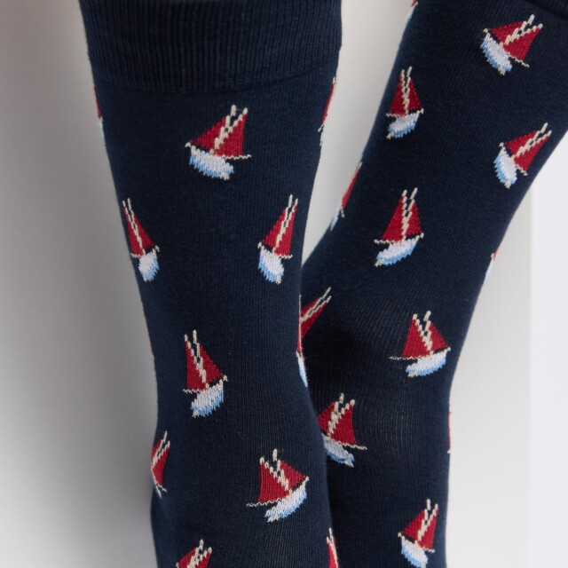 Maison Broussaud - Les voiliers Armor-lux x Maison Broussaud - chaussettes homme - coton marine – 43/46 / MARINE