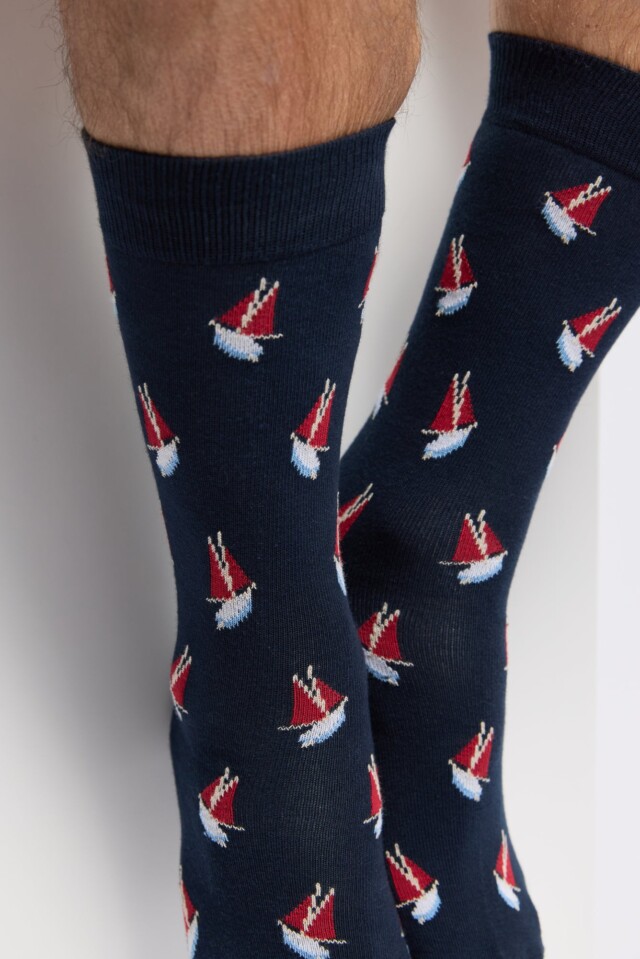 Maison Broussaud - Les voiliers Armor-lux x Maison Broussaud - chaussettes homme - coton marine – 43/46 / MARINE