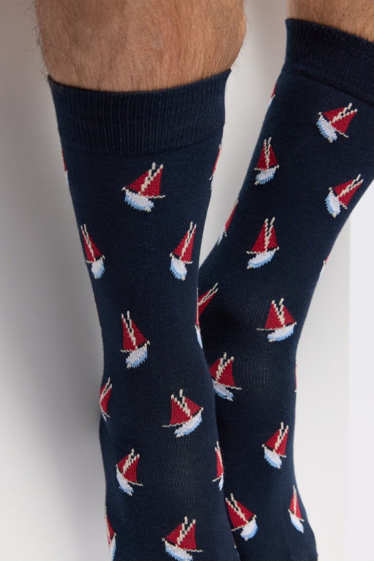 Maison Broussaud - Les voiliers Armor-lux x Maison Broussaud - chaussettes homme - coton marine – 43/46 / MARINE