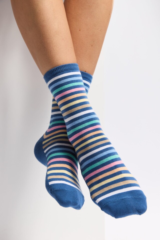 Maison Broussaud - Les rayures-multico Armor-lux x Maison Broussaud - chaussettes femme - coton bleu – 39/41 / BLEU