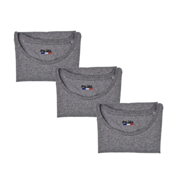 PALÂBA - Pack de 3 t-shirts gris coupe ajustée en coton – XL