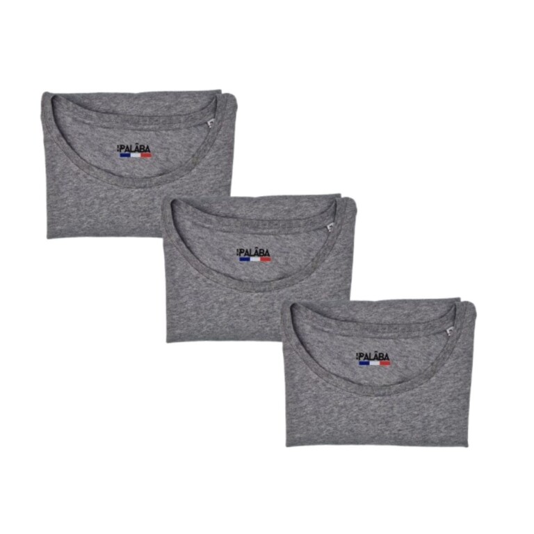PALÂBA - Pack de 3 t-shirts gris coupe ajustée en coton – XL
