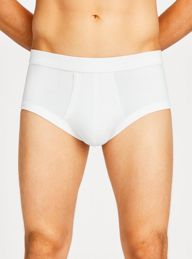 MAISON SOLFIN - Slip ouvert homme uni en coton blanc