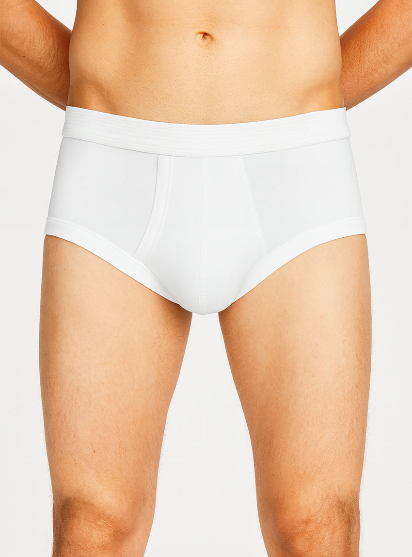 130 1 2 slip ouvert homme coton blanc Maison-solfin - Slip ouvert homme uni en coton blanc – 5