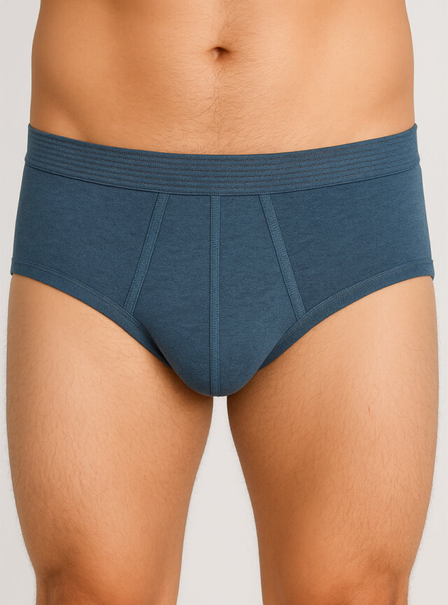 Slip ouvert homme uni en coton bleu par la marque MAISON SOLFIN MAISON SOLFIN - Slip ouvert homme uni en coton bleu