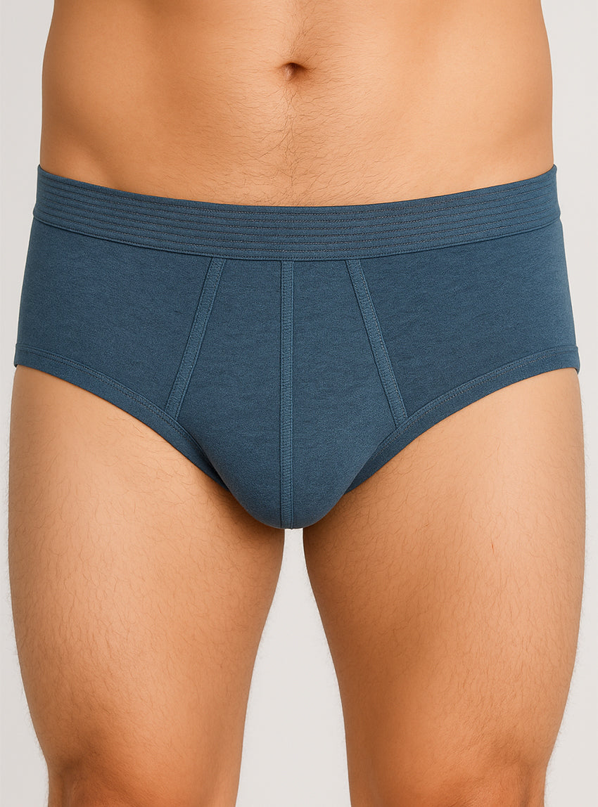 130 BLE 1 slip ouvert homme coton bleu Maison-solfin - Slip ouvert homme uni en coton bleu – 5