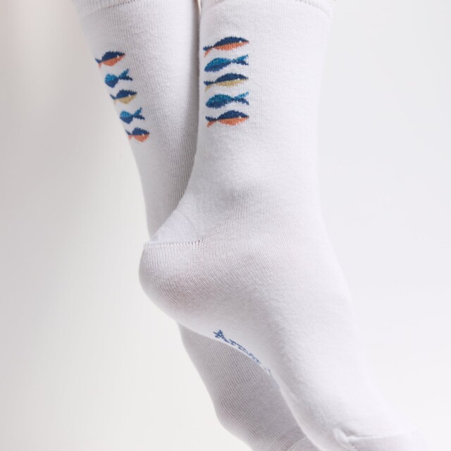 Maison Broussaud - Les poissons Armor-lux x Maison Broussaud - chaussettes femme - coton blanc – 39/41 / BLANC