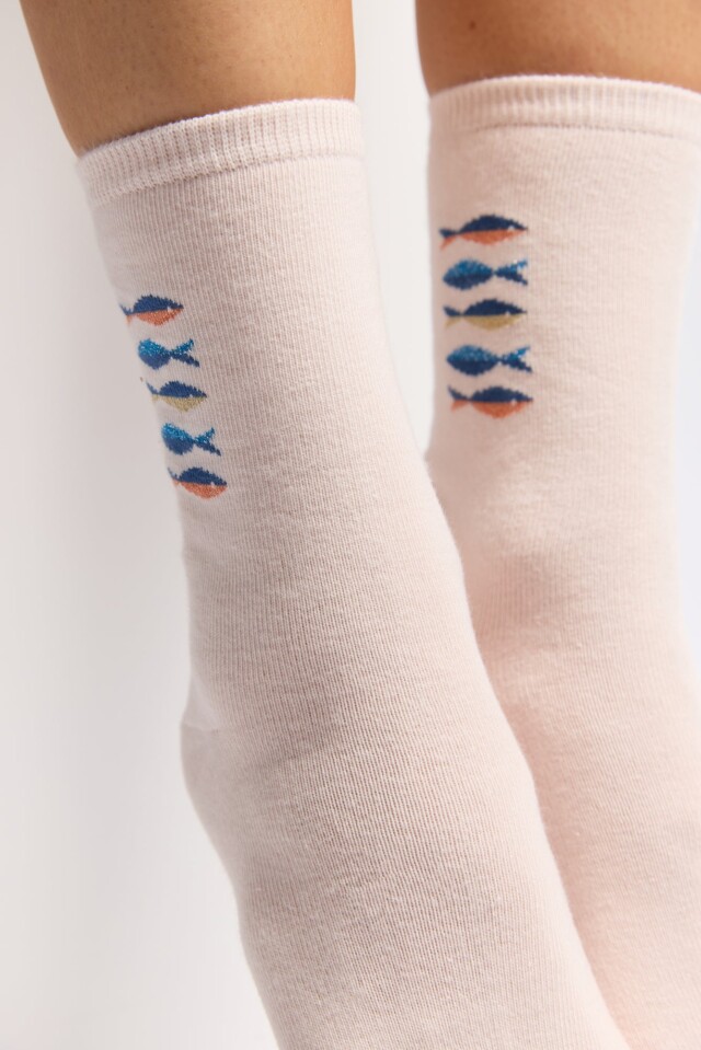 Maison Broussaud - Les poissons Armor-lux x Maison Broussaud - chaussettes femme - coton rose – 39/41 / ROSE