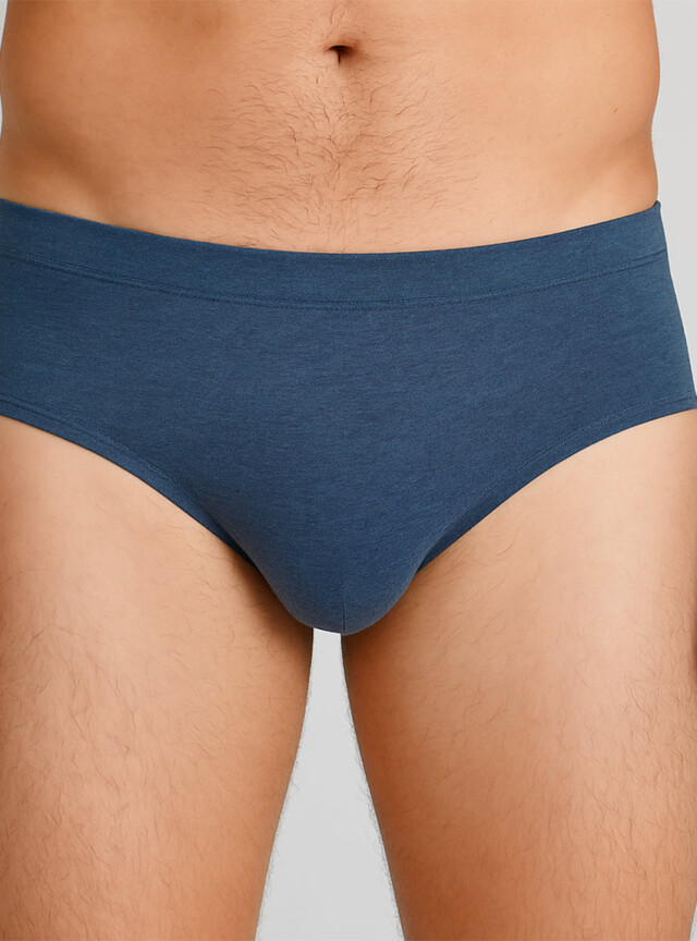 Slip homme uni en coton bleu par la marque MAISON SOLFIN MAISON SOLFIN - Slip homme uni en coton bleu