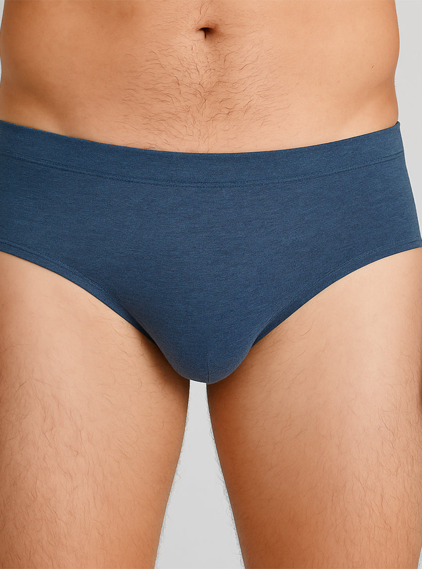 132 BLE 1 slip ferme homme coton bleu Maison-solfin - Slip homme uni en coton bleu – 5