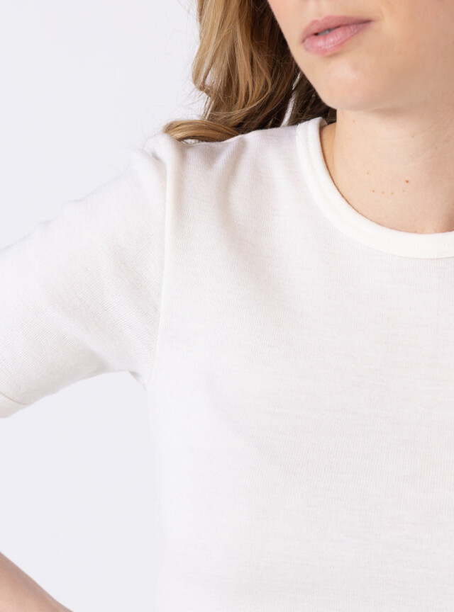 Maison-solfin - Tee-shirt  thermique femme en laine merinos blanc naturel – 5