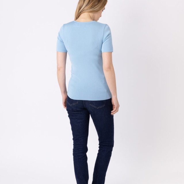 Maison-solfin - Tee-shirt thermique femme en laine merinos bleu glacier – 5