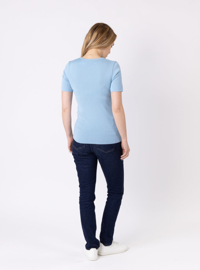 Maison-solfin - Tee-shirt thermique femme en laine merinos bleu glacier – 5