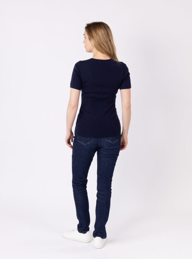 Maison-solfin - Tee-shirt thermique femme en laine merinos bleu marine – 5