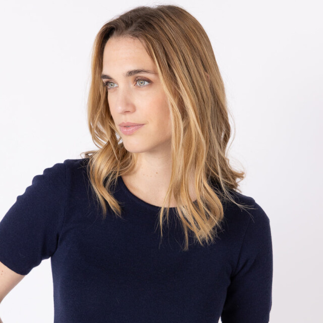 Maison-solfin - Tee-shirt thermique femme en laine merinos bleu marine – 5