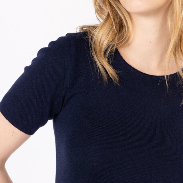 Maison-solfin - Tee-shirt thermique femme en laine merinos bleu marine – 5
