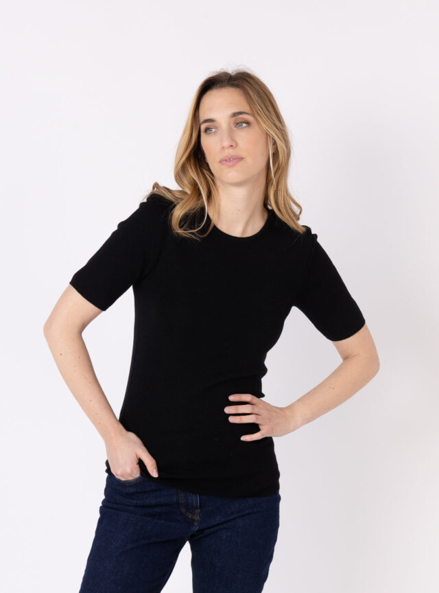 MAISON SOLFIN - Tee-shirt thermique femme en laine merinos noir